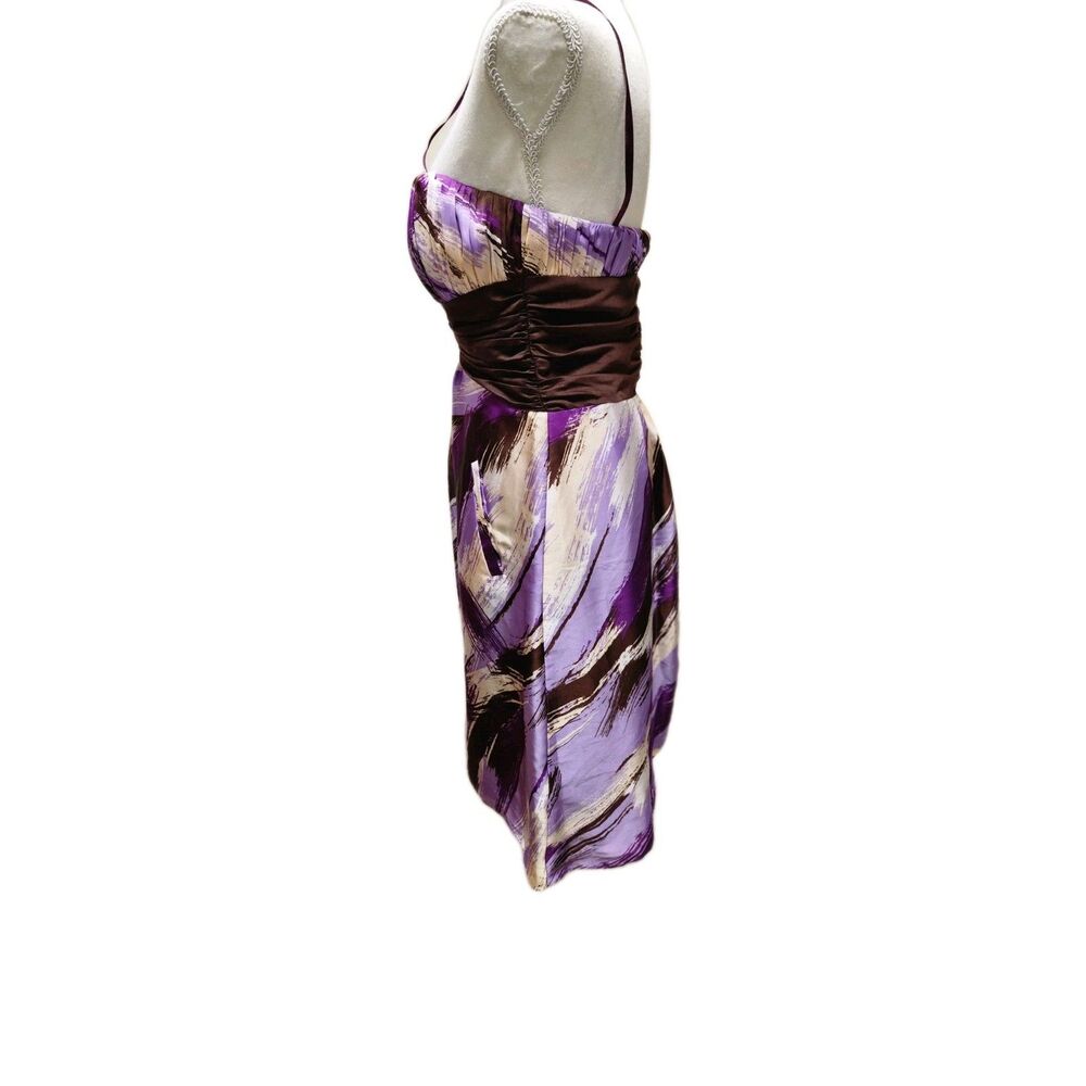 Y2K Max and Cleo Purple Cocktail Party Strapless Ruched Satin Pockets Dress Sz 6 - Picture 4 of 11